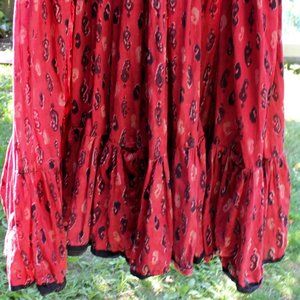 Red Safari print long skirt